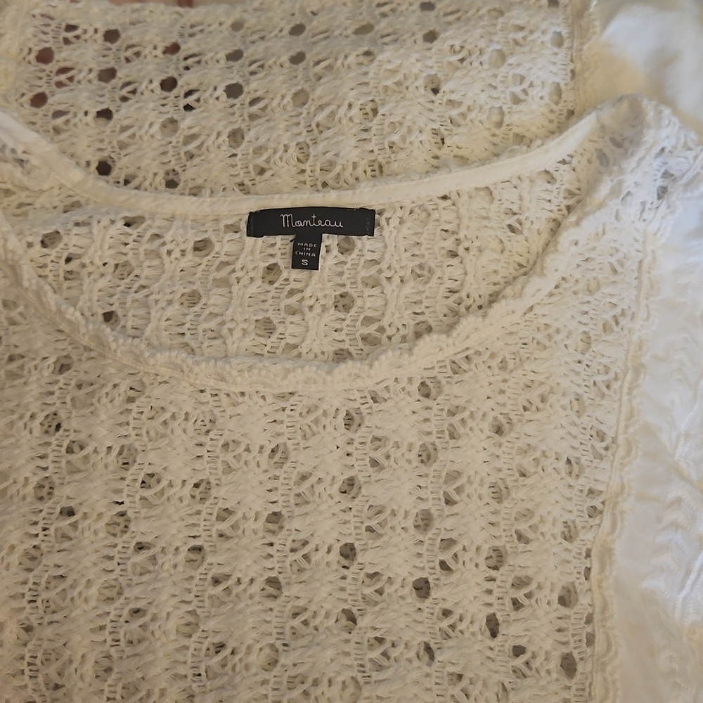 MONTEAU Winter White Crochet Embroidered Assymetric Festival Tunic - Picture 10 of 10